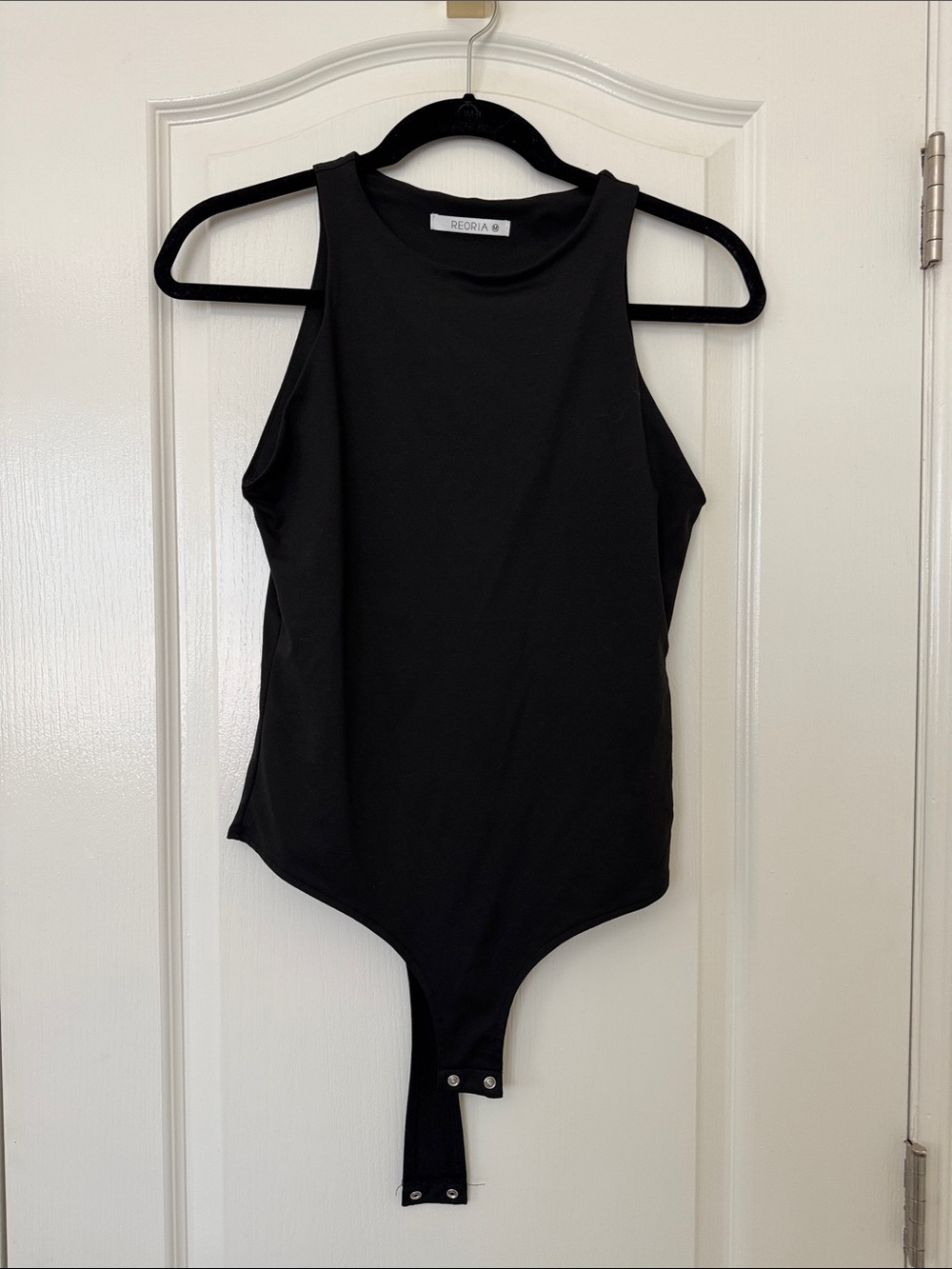 ReoRia Black High-Neck Snap-Front Bodysuit